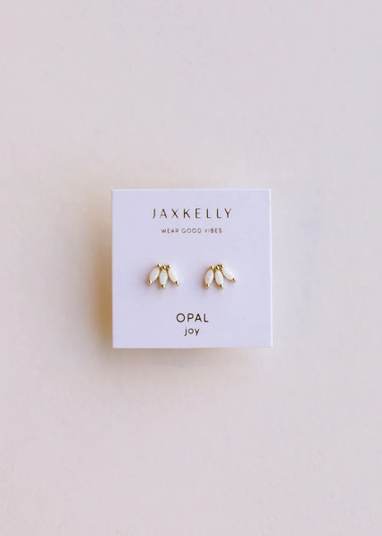 Opal Crown Stud Earring - White