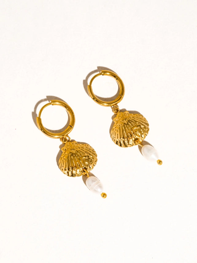 Audace 18K Seashell Pearl Drop Earring