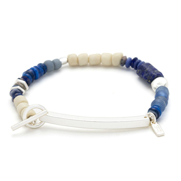 Hidden Message Bracelet - Brave AF - Lapis/Silver