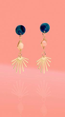 Three Tier Dangle - Midnight Blue + Pink