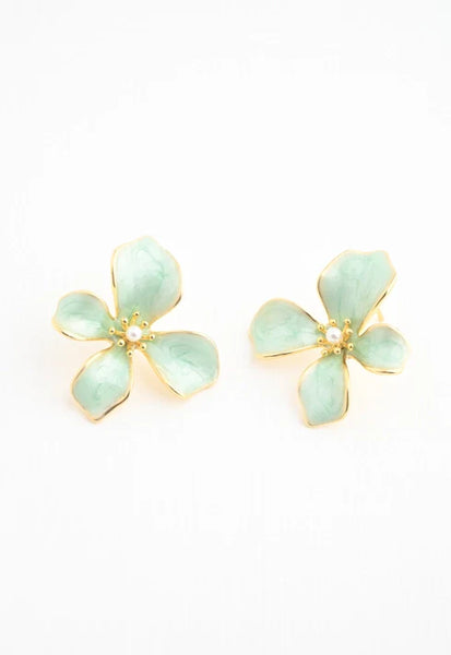 Hope in Bloom Flower Earrings - Mint