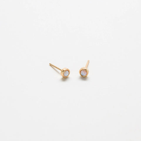 Round Opal Gemstone Stud Earrings
