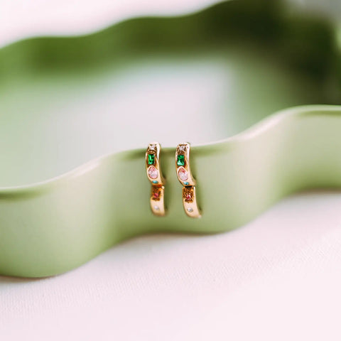 Elani Colorful Crystal Huggie Earrings