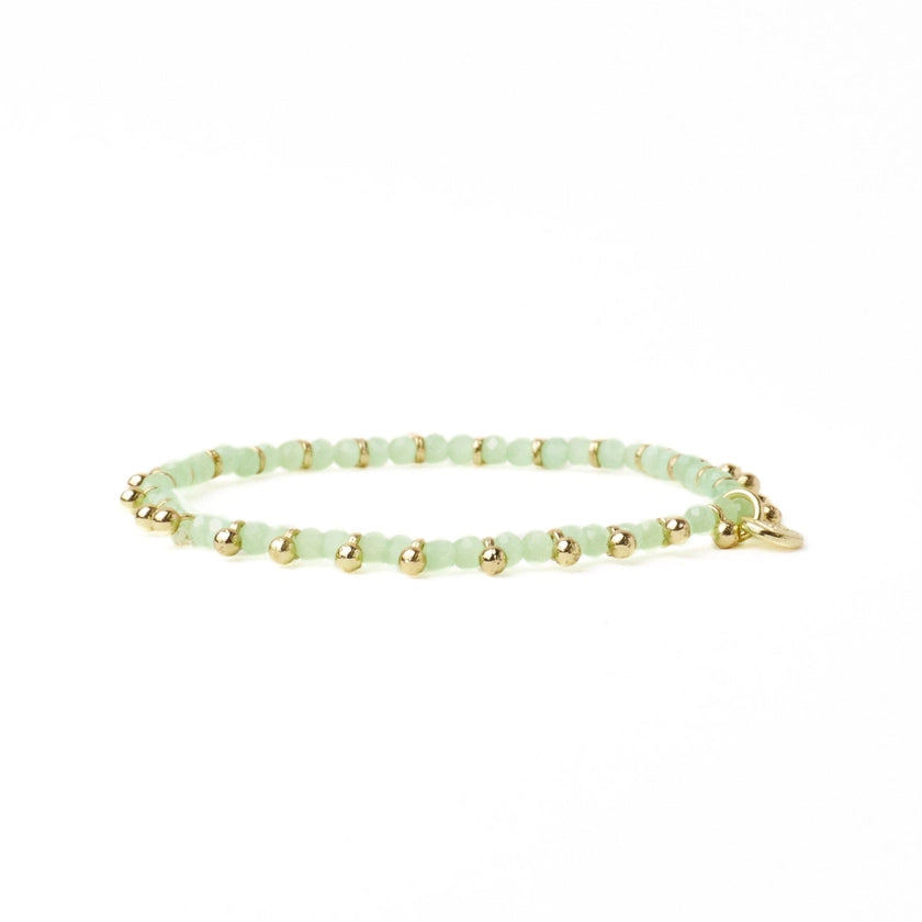 Kami Crystal Stretch Bracelet - Mint  + Gold