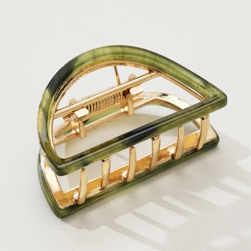 Rosalie Small Half Moon Metal Clip - Jade Green