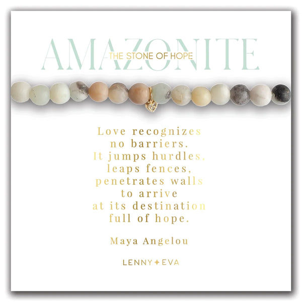 Gemstone Bracelet with Heart Charm - Amazonite