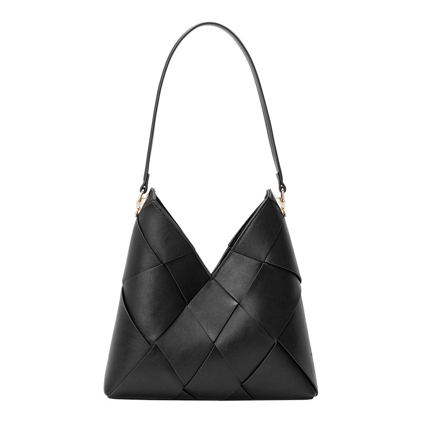 Phaedra Vegan Leather Shoulder Bag - Black