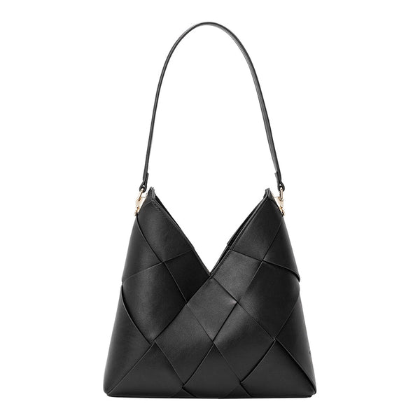 Phaedra Vegan Leather Shoulder Bag - Black