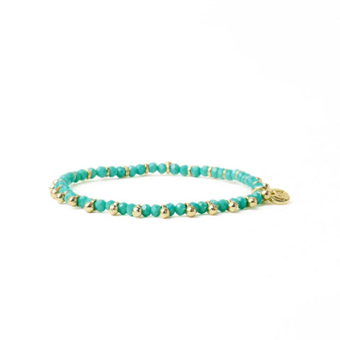 Kami Crystal Stretch Bracelet - Teal  + Gold