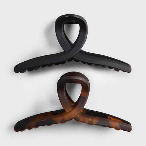 Large Loop Claw Clips - Black & Tortoise
