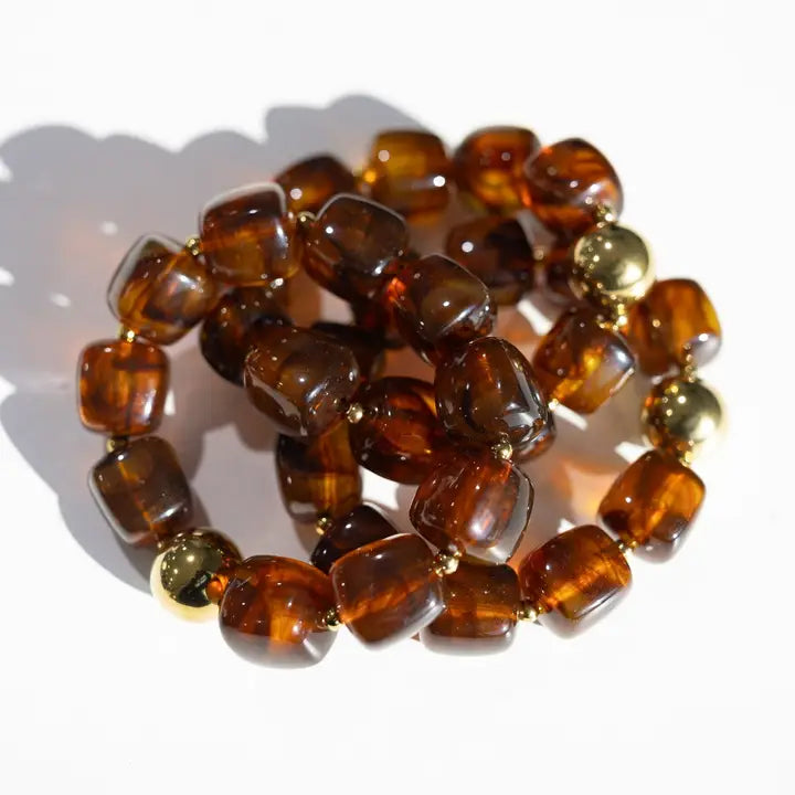 Paloma Chunky Beaded Bracelet - Tortoise