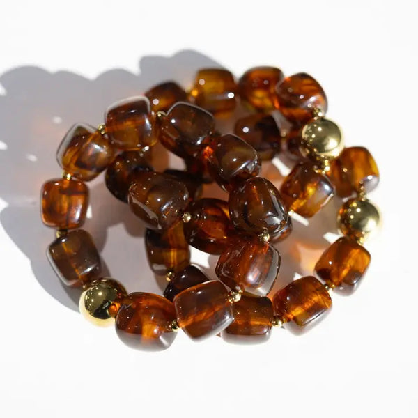 Paloma Chunky Beaded Bracelet - Tortoise
