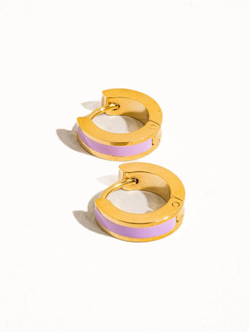 Etta 18K Colored Hoop Earrings - Purple