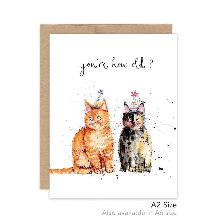 Cats How Old? Birthday - Luxe Card