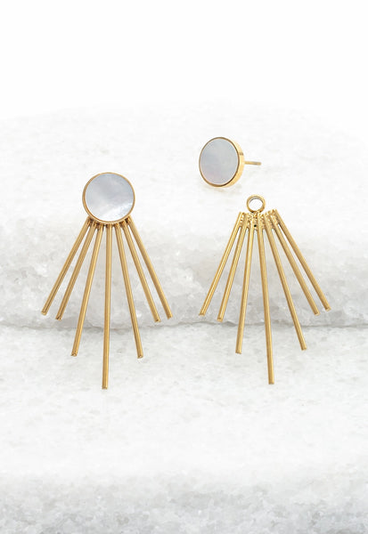 Caroline Mother of Pearl Stud & Fringe Earrings