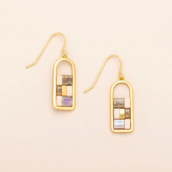 Miyuki Frame Earring - Blush / Topaz / Gold