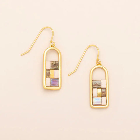 Miyuki Frame Earring - Blush / Topaz / Gold
