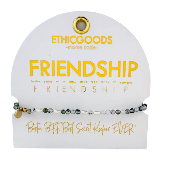 3mm Morse Code Pearl & Stone Bracelet - Friendship