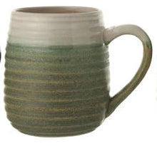 Stoneware Mug w/Glaze - Olive Green & Beige
