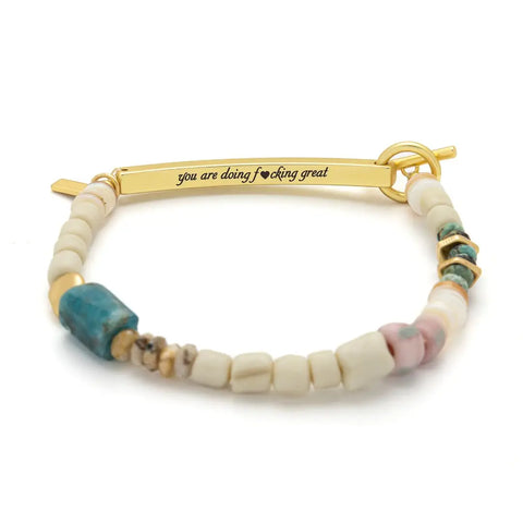 Hidden Message Bracelet - F*Cking Great/Blue Apatite/Gold