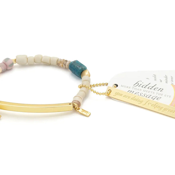 Hidden Message Bracelet - F*Cking Great - Blue Apatite/Gold