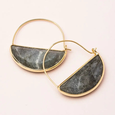 Stone Prism Hoop - Labradorite / Gold