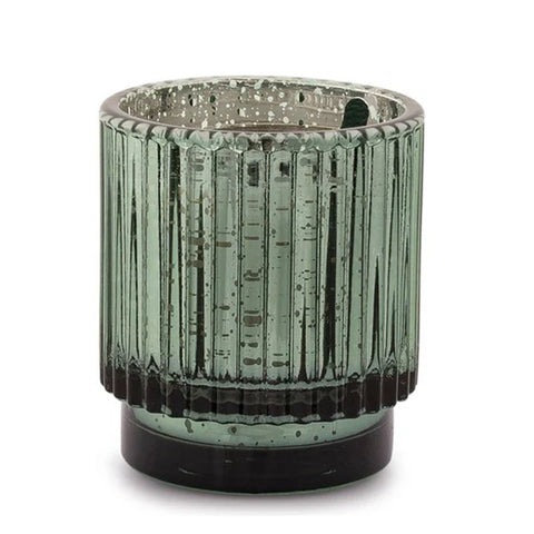 Green Mercury Ribbed Glass Candle - Cypress + Fir - 4.5oz