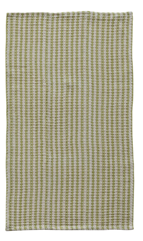 Waffle Weave Tea Towel - Green Stripe