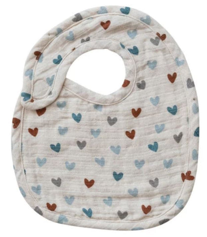 Cotton Double Cloth Baby Bib - Hearts