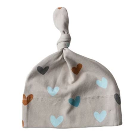 Cotton Blend Knotted Baby Hat - Hearts