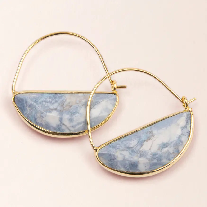 Stone Prism Hoop - Blue Howlite / Gold