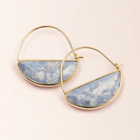 Stone Prism Hoop - Blue Howlite / Gold
