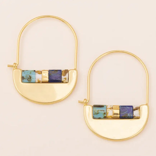 Miyuki Crescent Hoop - Indigo / Gold