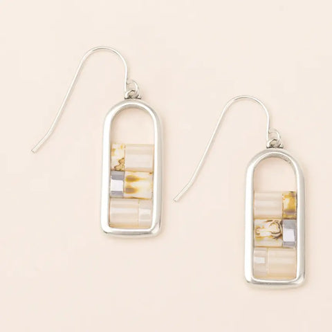 Miyuki Frame Earring - Ivory / Silver