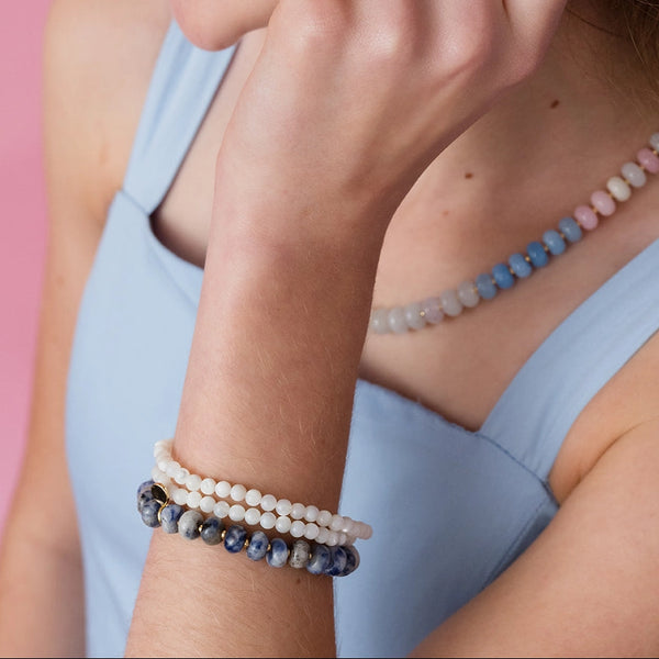 Lapis Rondelle Gemstone Beaded Bracelet