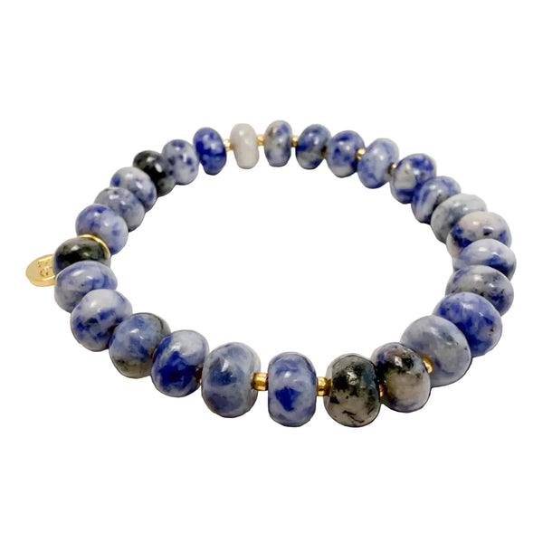 Lapis Rondelle Gemstone Beaded Bracelet