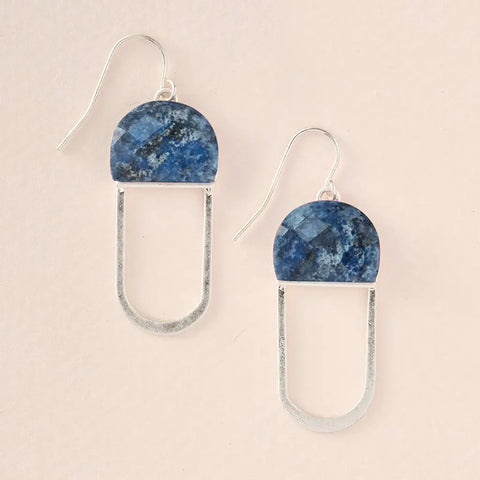Modern Stone Chandelier Earring - Lapis / Silver