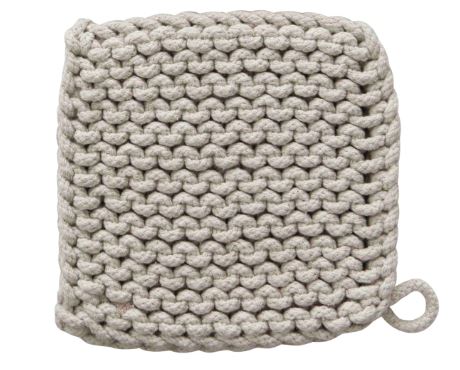 Cotton Crocheted Pot Holder - Light Grey