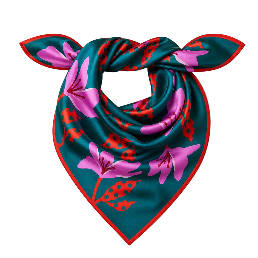 Bold Lily Floral Silk Scarf