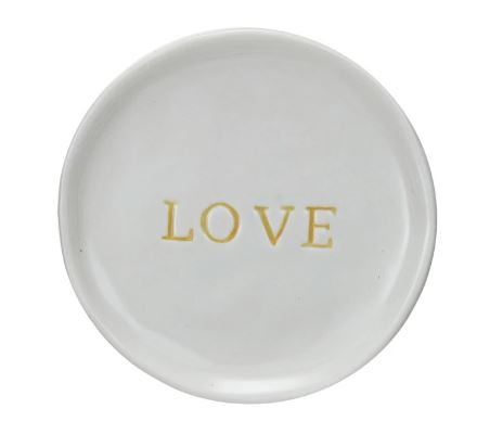 Stoneware Dish Debossed Word - Love