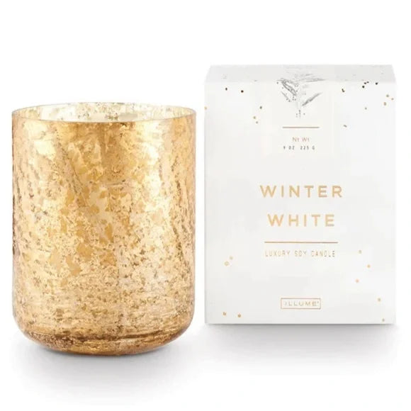 Winter White Small Luxe Sanded Mercury Glass Candle