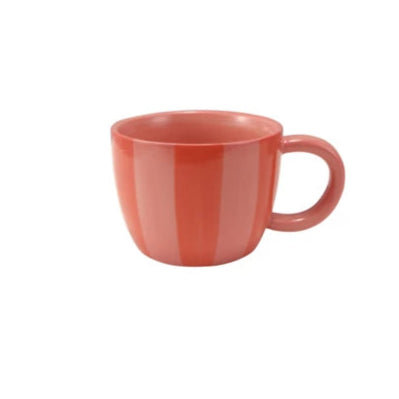 Hand-Painted Striped Mug - Pink/ Red