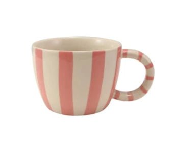 Hand-Painted Striped Mug - Off-White / Pink