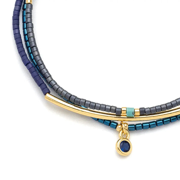 Miyuki Bracelet Trio - Navy / Gold