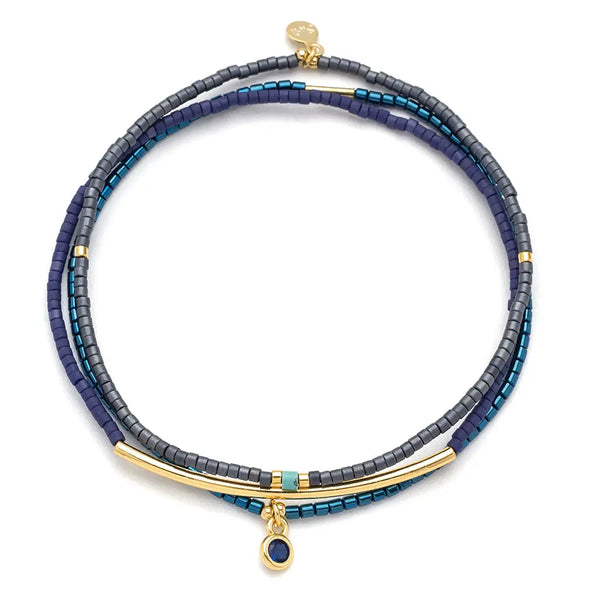 Miyuki Bracelet Trio - Navy / Gold