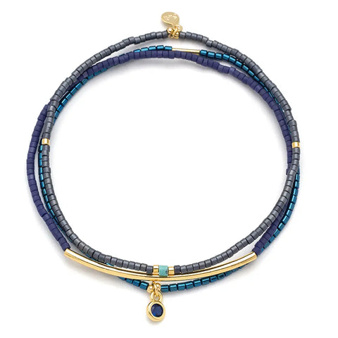 Miyuki Bracelet Trio - Navy / Gold