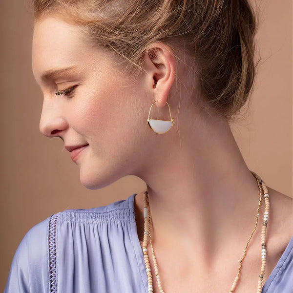 Stone Prism Hoop - Opalite / Gold