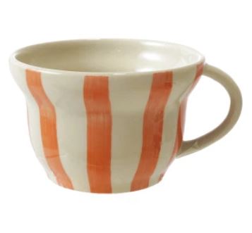 8 oz. Hand-Painted Striped Mug - Orange