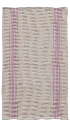 Waffle Weave Tea Towel - Pink Stripe
