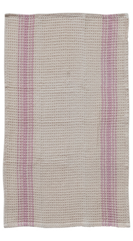 Waffle Weave Tea Towel - Pink Stripe